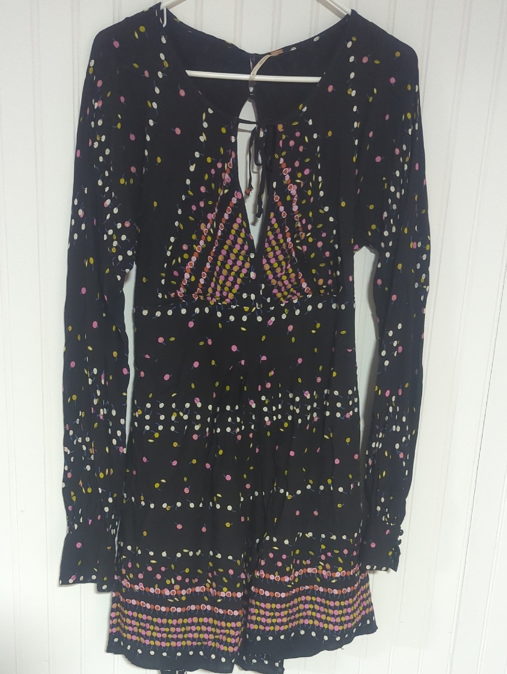 Free People Black Dress with Multicolor Dot Accents